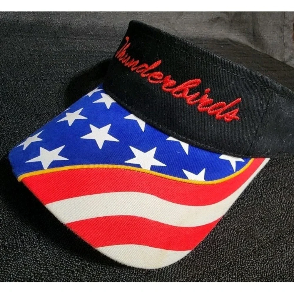 Thunderbirds USAF Hat Flag Bill‎ Otto Visor Cap Adjustable Golf Military Veteran